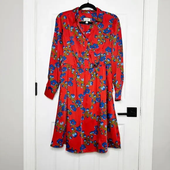 J. Crew Collection Size 4 A-line Shirtdress In Lattice Floral Long Sleeve - Picture 2 of 7